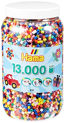 HAMA BEADS - Bote de contas de plástico cilíndrico para criação de objetos, cor / modelo sortido