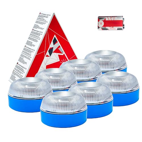 MAGIC SELECT 7 x luz de emergência V16 para sinalização de estrada de carro e moto. Luz amarela intermitente, base estampada e pilha 9 V 6 LR61 incluída.
