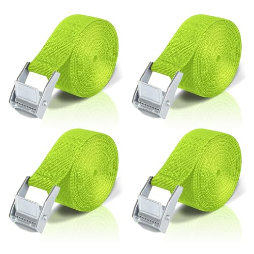 Correia de fixação 5 m, 4 peças correias de catraca com correias tensoras de pressão, cordões com arraca para porta-bagagens de carro, porta-cicletas, surf, motocicletas, comprimento ajustável