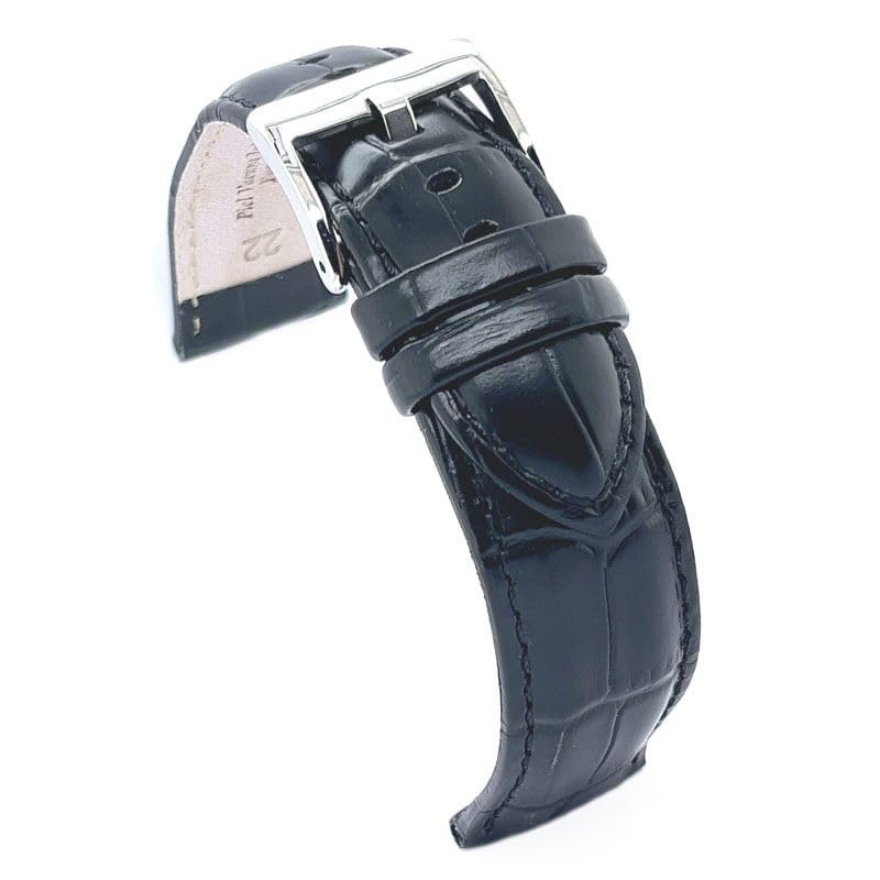 diloy Pulseira de couro de bovino gravada crocodilo escama quadrada alomada desportiva, para relógio, tamanhos 14 mm, 16 mm, 18 mm 20 mm 22 mm 24 mm 26 mm 28 mm 30 mm, resistente e elegante 368