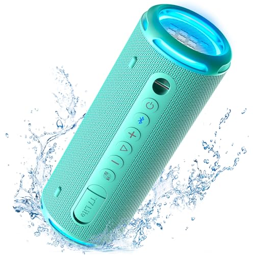 Tronsmart T7 Lite Altifalante Bluetooth 5.3, altifalante potente portátil com luz LED colorida, impermeável IPX7, 24H de reprodução, som estéreo, controlo da aplicação, suporte TF, SD, para festas -
