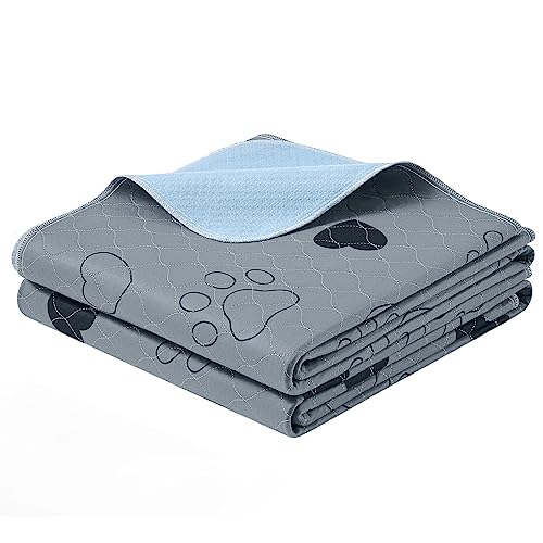 Feandrea Tapetes laváveis para cães, tapetes absorventes reutilizáveis, 183 x 183 cm, conjunto de 2, XXXL, impermeáveis, antiderrapantes, alta absorção, para gatos, coelhos, cinzento PTD072G01