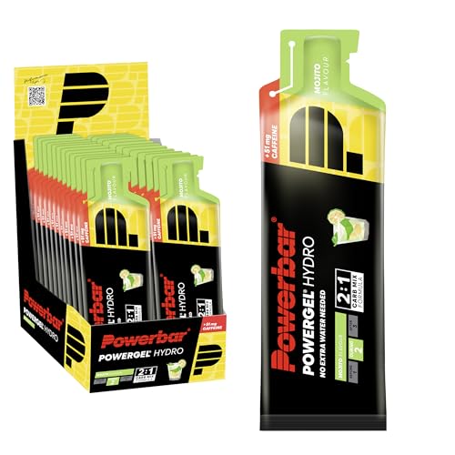 Powerbar PowerGel Hydro Mojito 24 x 67 ml, gel energético de alto carbono + sódio 51 mg cafeína