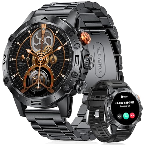 2025 Relógio inteligente homem militar, 1,53 polegadas IPS Smartwatch homem com chamadas Bluetooth, longa duração, impermeável IP68, pulseira atividade 120 modos desportivos, SpO2, sonho, Android iOS,