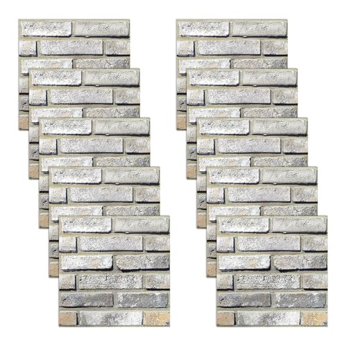 YapitHome 10 painéis decorativos, 30 x 30 cm papel 3D tijolo parede auto-adesivo, papel de parede de tijolo para escritório, paredes de cozinha, quarto
