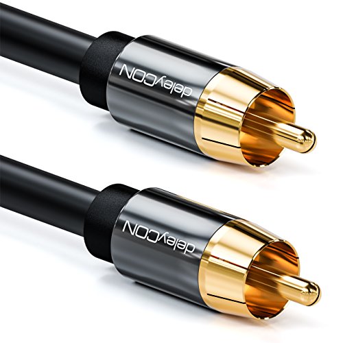 deleyCON Cabo de subwoofer, Cinch RCA cabo coaxial digital - conectores banhados a ouro - cabos de áudio - subwoofer recetor AV amplificador cinema em casa