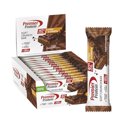 Premier Protein Soft Crunch Bar 40% Protein Triple chocolate 12 x 40 g - baixo em açúcar + baixo em carboidratos + sem óleo de palma
