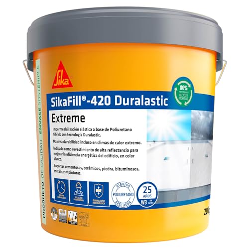 SIKA - Membrana líquida impermeabilizante - SikaFill 420 Extreme - Branco - Para novas capas como em reabilitações - Pronto para uso - Permeável a vapor de água - 20 kg