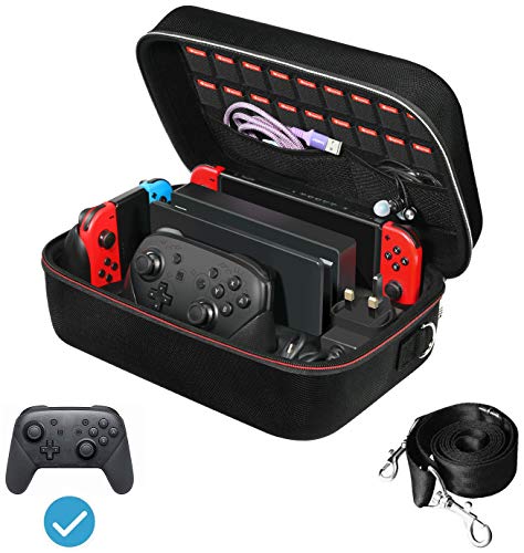ivoler Capa para Nintendo Switch, capa protetora rígida de luxo para interruptor portátil, capa protetora para consola Nintendo Switch e outros acessórios contém 18 cartuchos de conjunto