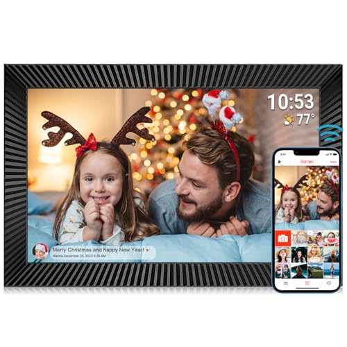 Moldura digital de 10,1 polegadas com memória interna de 32 G, moldura de fotos digital Smart WiFi, 1280 x 800 IPS, ecrã tátil, sensor de movimento, rotação automática, compartilhar fotos e