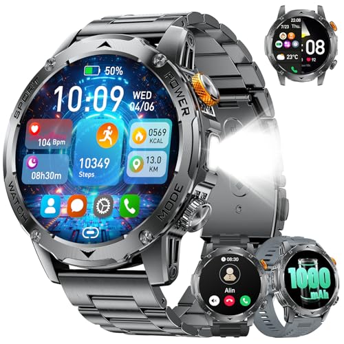LIGE Relógio inteligente homem com bateria de 1000 mAh, 1,75" HD Smartwatch homem com chamadas Bluetooth/LED, monitor de sono, 110 modos de desporto/IP68 para Android iOS, preto