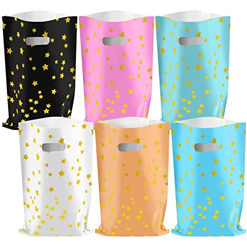 Annhao 30 peças Sacos de presente de aniversário infantil, sacos de carro de plástico de 6 cores, sacos doces de presente coloridos para festas de aniversário de criança, casamentos, celebrações,