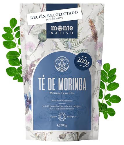 Chá de Moringa Monte nativo (200 g) - 100% puro e natural sem aditivos - Moringa como chá de ervas ou como presente - chá de ervas aromático ayurvédico - chá de frutas - quente ou como chá gelado