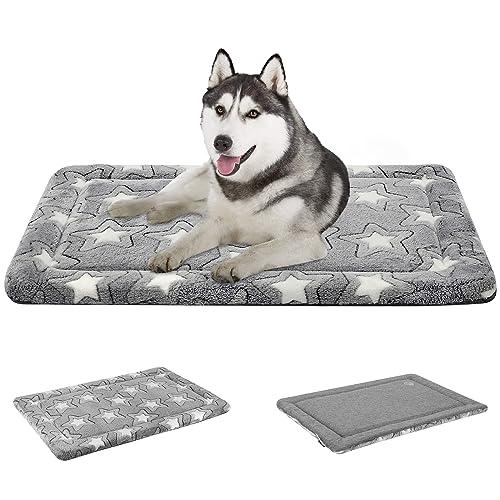 EMPSIGN Tapete de cama para cão, reversível (fresco e quente), colchão cão lavável, cama impermeável para cães com capa removível, cinzento, L, 92 * 61 * 2,8 cm