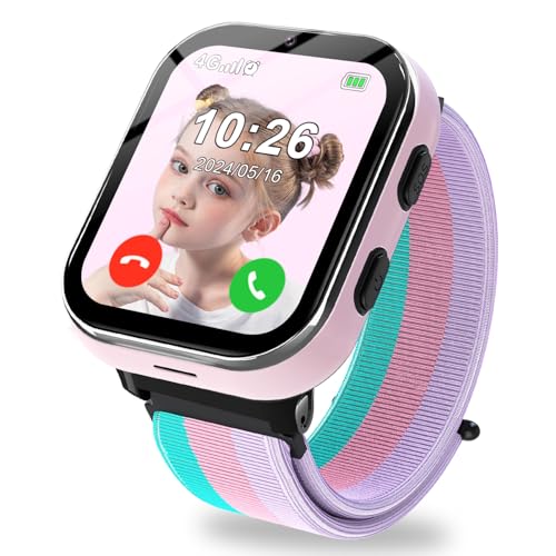 PTHTECHUS Relógio inteligente criança 4G, relógio GPS crianças e chamadas com botão SUS, bate-papo, videochamada, modo de classe, câmera, álbum de fotos, podómetro, Smartwatch crianças presentes para