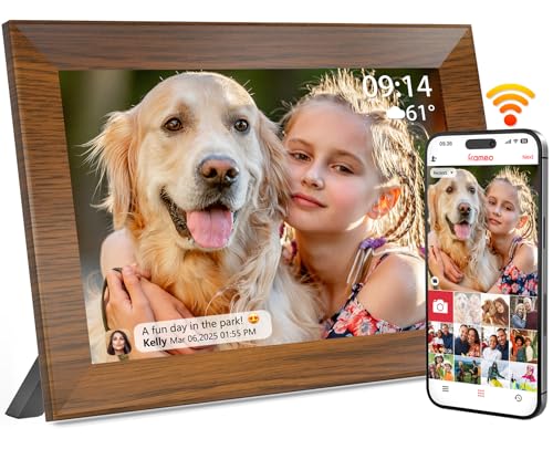 Frameo Moldura digital para fotos Wi-Fi de 10,1 polegadas, moldura digital de 32 GB, ecrã táctil IPS HD 1280 x 800, moldura inteligente na nuvem com rotação automática, partilha fotos/vídeos