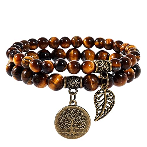 Farfume Pulseiras de chakra para mulher - pulseira de cristais de pedras curativas para mulher pedras preciosas naturais ioga Reiki bracelete - um conjunto de pulseiras duplas