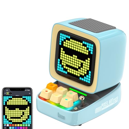 Divoom Ditoo Altifalante Bluetooth portátil com ecrã de pixeis retro, controlo de App de smartphone / teclado mecânico com retroiluminação RGB (azul)