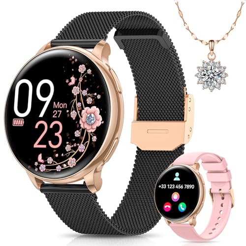 BANLVS Relógio inteligente mulher com chamadas Bluetooth, 1,27" HD Smartwatch com 110 modos desportivos, função feminina, pulso SpO2 e sonho, IP68 impermeável Smartwatch para Android iOS, preto