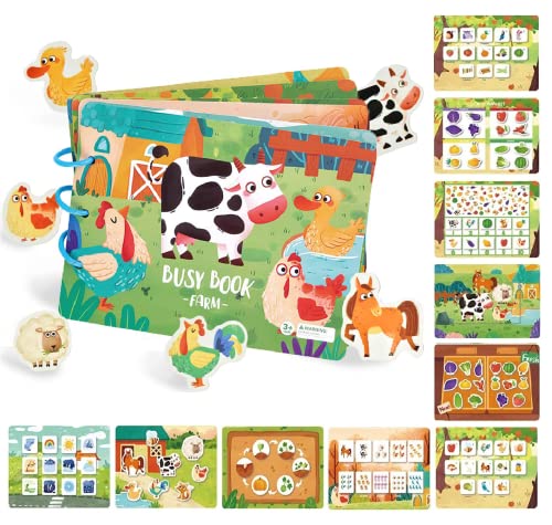 Goorder Montessori Busy Book Quiet Book Livro tranquilo, 2 anos, brinquedo educativo, interativo, livro, bebé, brinquedos sensoriais, reutilizáveis, livros pré-escolares, para crianças dos 3 aos 5 anos, meninos e meninas