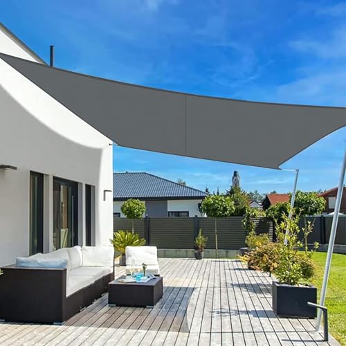 LOVE STORY Vela de sombra retangular, 2,5 x 5 m, toldo impermeável, toldo antracite, poliéster de proteção UV a 95% para atividades ao ar livre, jardim, pátio