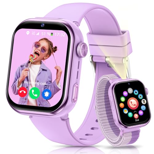 AIMIUVEI 4G Relógio inteligente para crianças, 1,83''HD Smartwatch crianças com GPS e chamadas, bateria de 800 mAh, videochamadas e chat de voz, WiFi/LBS/SOS/SMS, modo escola, podómetro, despertador