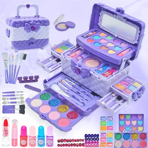 Maquilhagem meninas brinquedos para - 57 peças de maquilhagem lavável para meninas, kit de maquilhagem para meninos, kit de maquilhagem para meninos, menina caixa de maquilhagem, presente de