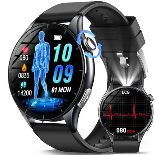 Marsyu Relógio inteligente /ácido úrico, 1,56" AMOLED Smartwatch com chamadas Bluetooth, 24H frequência cardíaca, Ressecção Arter¨L, Temperatura, sonho, relógio desportivo para Android/iOS
