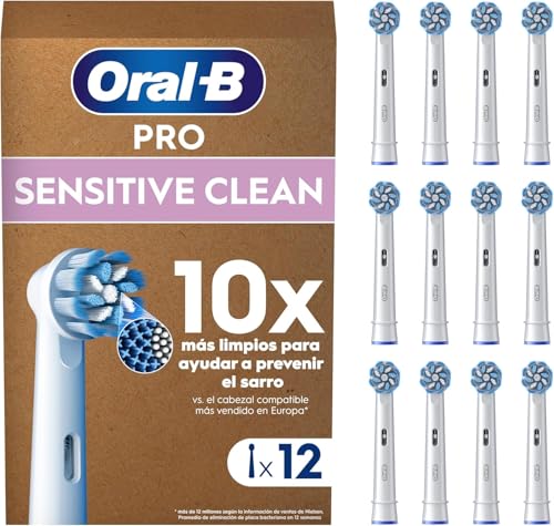 Oral-B Pro Sensitive Clean Peças sobresselentes para escova de dentes elétrica, conjunto de 12 cabeças, branco, originais (tamanho da caixa de correio)