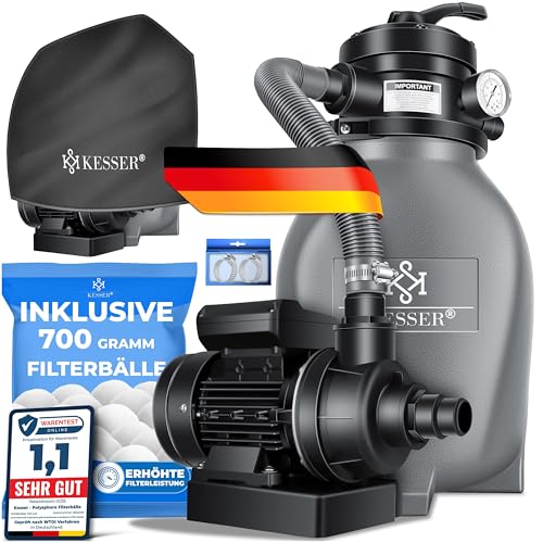 KESSER® Filtro de areia, sistema de filtragem de areia e bolas de filtragem de 700 g que substituem 25 kg de areia de filtragem para piscinas, sistema de filtragem de 10 mEJOOY / h para piscinas,