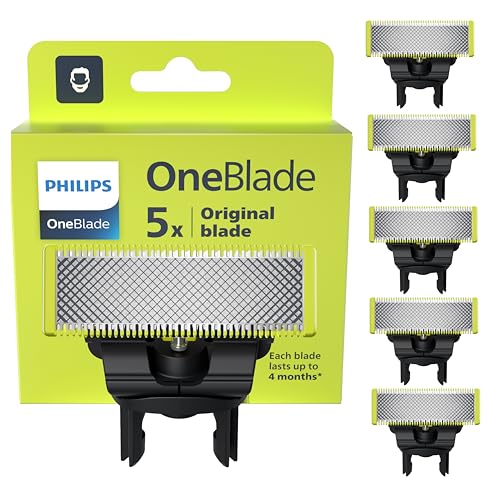 Philips Lâminas OneBlade original, compatíveis com todas as alças OneBlade e OneBlade Pro, 5 unidades (modelo QP250/50)
