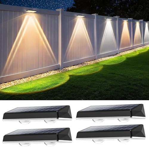 Delaiglow Apliques solares exteriores impermeáveis IP67, 4 unidades de luz solar, cor branca com 3 modos, lâmpada solar exterior potente para pátio, jardim e cerca