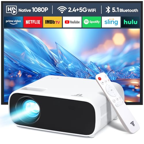 Wielio 2025 Novo projetor Full HD, projetor Bluetooth e WiFi, 18000 lúmenes de alto brilho, suporte 4K, mini projetor de alto desempenho, compatível com iOS/Android