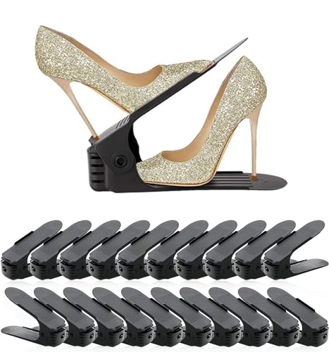 JNKODNB Organizadores sapatos 20 peças, suporte de calçado de altura ajustável, sapato simples, ranhuras para sapatos, design grosso e antiderrapante, sapatos economizar espaço, sapateira para