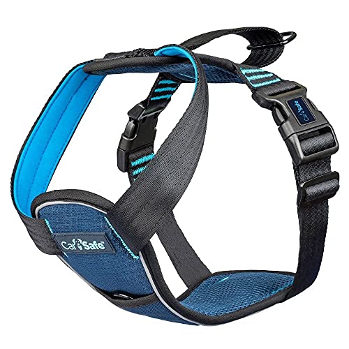 Arnês de segurança à prova de colisão, certificado até 32 kg, suporte seguro para o cão no carro, design confortável e acolchoado, para cães extra-pequenos, pequenos, médios e grandes.