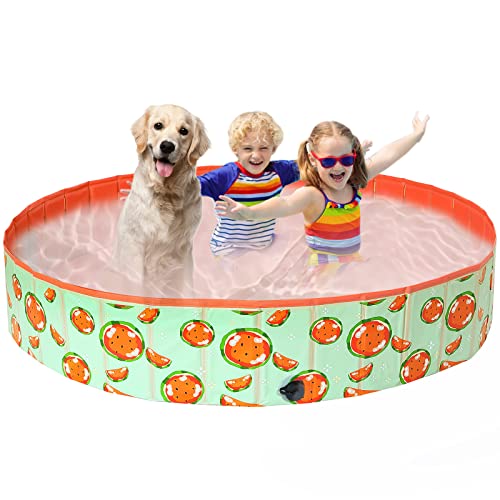 COMSLE Piscina para cães grandes, piscina dobrável cães antiderrapante e resistente ao desgaste, banheira para cães PVC 80 cm / 120 cm/160 cm, Dog Pool, melancia