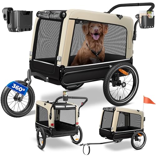 KESSER® Reboque para cães 3 em 1 Buggy & Jogger reboque para bicicletas grande aprox. 240 litros de volume, montado sobre molas, material: Lona Oxford 600D, carga máxima: 40 kg