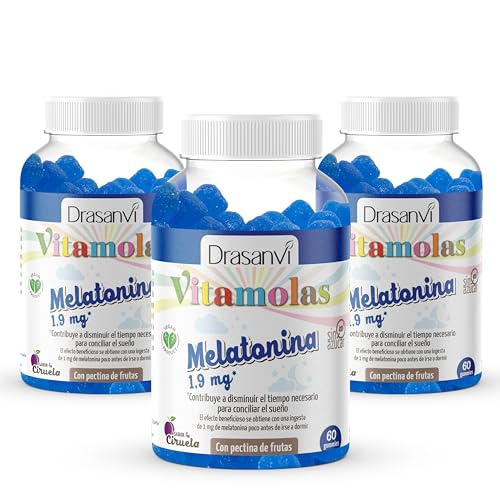 DRASANVI gomas de melatonina Ajudam a dormir, sonho de qualidade, 1,9 mg de melatonina cada | Vegan | sabor ameixa | 3 x 60 Gominolas para dormir