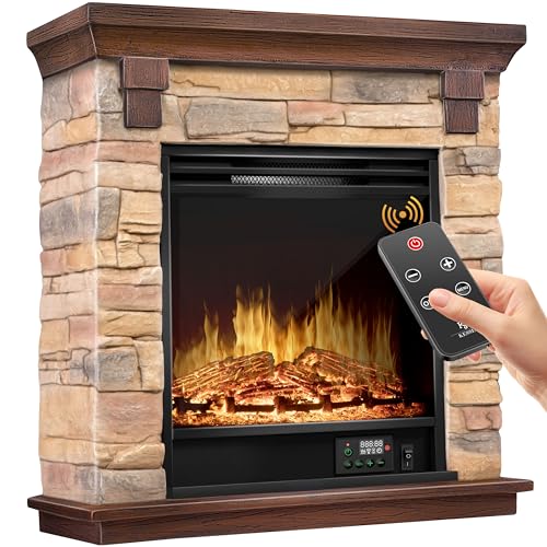 KESSER® Lareira elétrica - lareira elétrica com efeito de chama LED 3D, com função de aquecimento, lareira elétrica com potência de 1800 W, temporizador semanal, natural / castanho