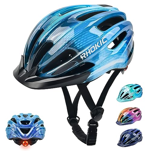 Capacete de bicicleta infantil com candeeiro e viseira capacete infantil ajustável capacete de bicicleta para menino meninas capacete MTB skate skate Scooter (5-13 anos)