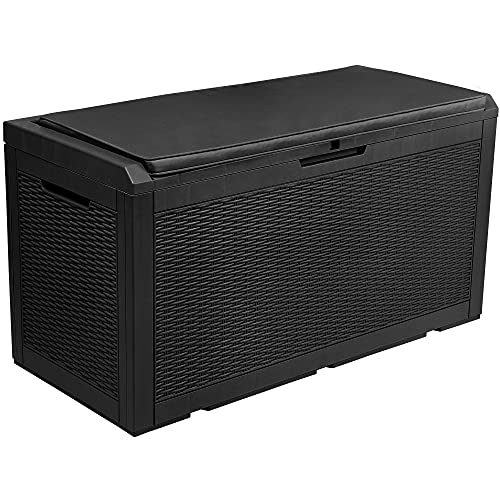 YITAHOME 380 L Caixa de armazenamento de jardim, arca de organização exterior para armazenamento ao ar livre para móveis de pátio