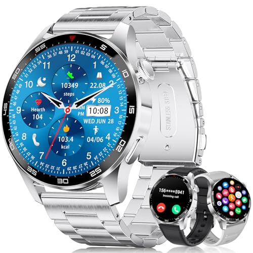 LIGE Relógio inteligente homem com 3 correias/400 mAh 15 dias de duração da bateria, 1,43" AMOLED Smartwatch para Android iOS, chamadas Bluetooth frequência cardíaca IP68 impermeável Smart Watch