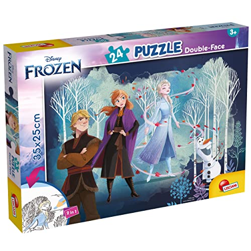 Lisciani - DISNEY - Frozen MaxiFloor Puzzle de 24 peças, puzzle 2 em 1, frente e verso - costas para colorir - jogo educativo - A partir de 3 anos - promove a criatividade - 35 x 25 cm