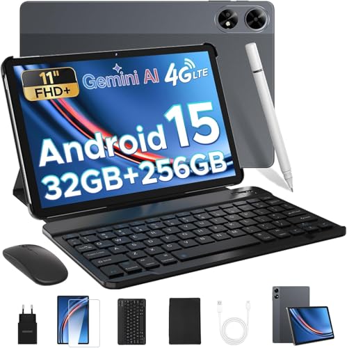 DOOGEE Tab G6+ VIP 2025 Android 15 Gemini AI Tablet de 11 polegadas FHD+, 4G SIM tablet com teclado e lapize, 32 GB RAM 256 GB ROM/2 TB, 8000 mAh, Octa-Core T7280/4G LTE/WW idevine L11 /BT5.0/GPS/OTG