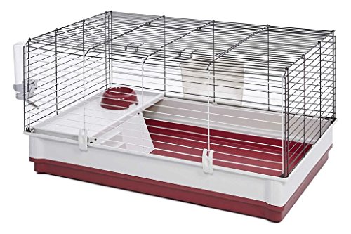 MidWest Homes for Pets 158 Wabbitat Deluxe Rabbit Home, gaiola para coelhos, 39,5 polegadas de comprimento x 23,75 polegadas de largura x 19,75 polegadas de altura, granada / branco
