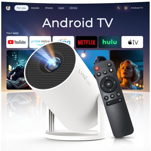 Miniprojetor com Wi-Fi e Bluetooth integrado, Android 11, 1080P 4K, projetor portátil LYNCAST, rotação de 180°, atualização HY300pro +, projetor para uso doméstico e exterior OptiBarrel 005