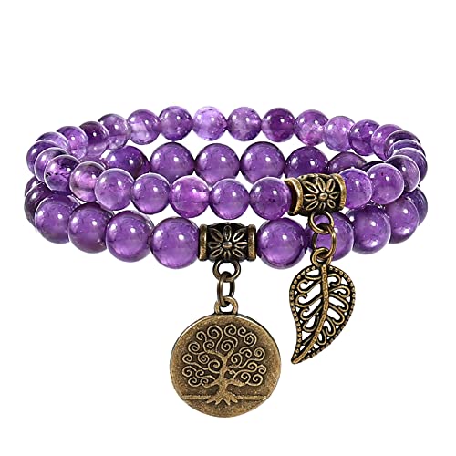 Farfume Pulseiras de chakra para mulher - pulseira de cristais de pedras curativas para mulher pedras preciosas naturais ioga Reiki bracelete - um conjunto de pulseiras duplas