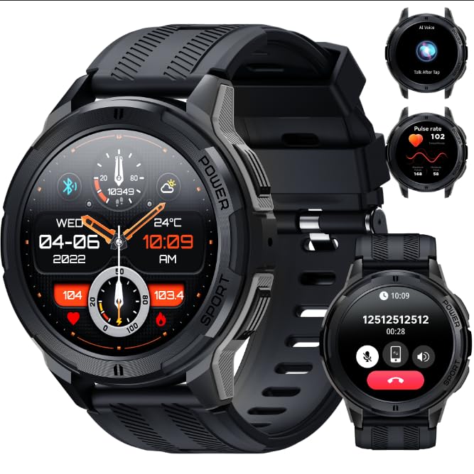 OUKITEL Relógio inteligente para homem, Smartwatch homem 1.43 AMOLED com chamadas Bluetooth, 5ATM impermeável, 100 modos de desporto pulsómetro pressão arterial monitorização de sonho, Android iOS