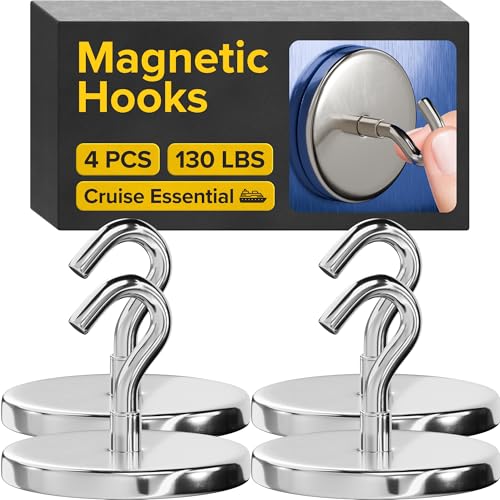 X-BET MAGNET ic Hooks Ganchos magnéticos de neodímio resistentes para cabines de cruzeiro, ganchos magnéticos fortes de terras raras para pendurar no frigorífico, grelha (4, 59 kg)