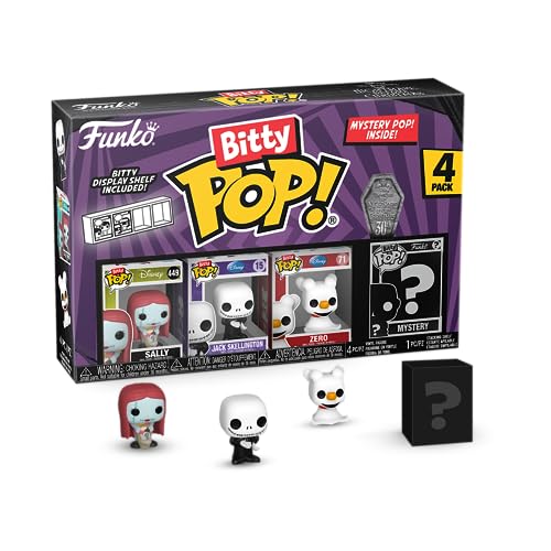 Funko Bitty Pop! The Nightmare Before Christmas - Sally 4 PK - Sally, Jack Skellington, Zero e uma minifigura misteriosa surpresa - 0,9 polegadas (2,2 cm) colecionável- Repita empilhável incluída